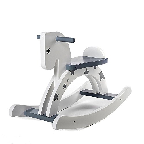 -cheval à bascule en bois avec étoiles (gris )