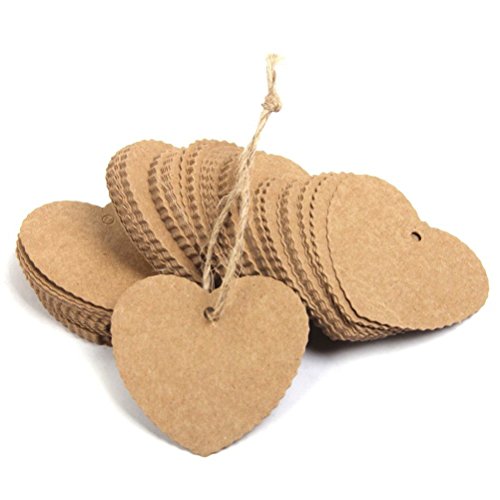 Cœur 100 papier kraft carte de mariage étiquett...
