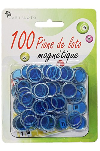 100 pions de loto magnétiques bleu