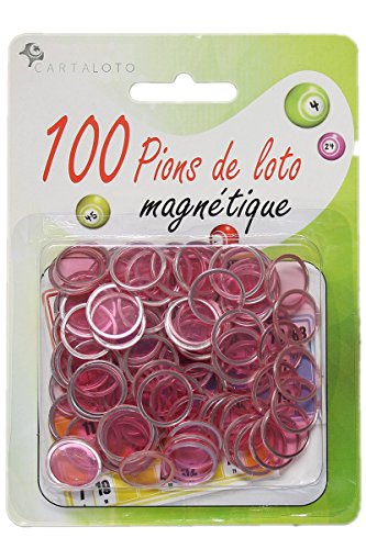 100 pions de loto magnétiques rose