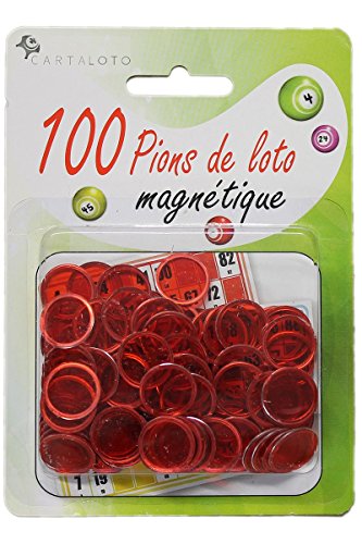 100 pions de loto magnétiques rouge