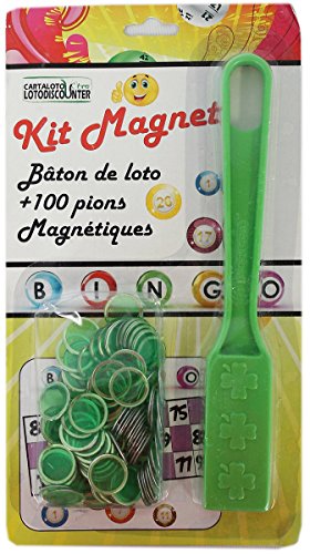 Bâton magnétique + 100 pions de loto bingo vert