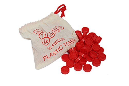 90 jetons numérotés en plastiques rouge