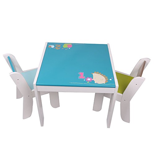 Table et 2 chaises en bois enfant motif de héri...