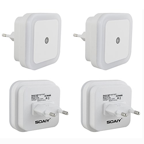 Lot de 4 veilleuses, 0.5w led s'allume au crépu...