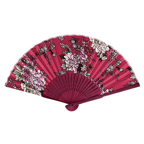 Bamboo Ribs tissu pliables Fleurs Imprimer Fan ...