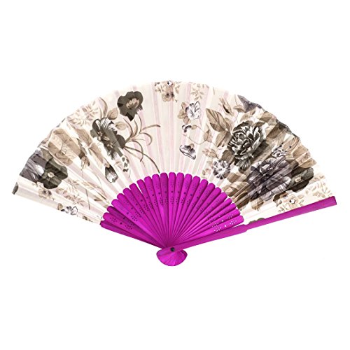 Bamboo Ribs tissu pliables Fleurs Imprimer Fan ...