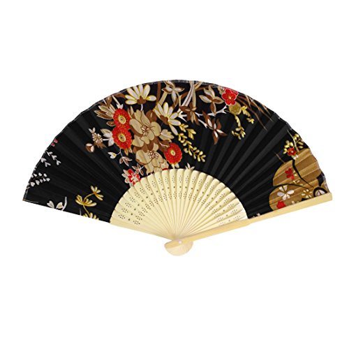 Bamboo Ribs tissu pliables Fleurs Imprimer Fan ...