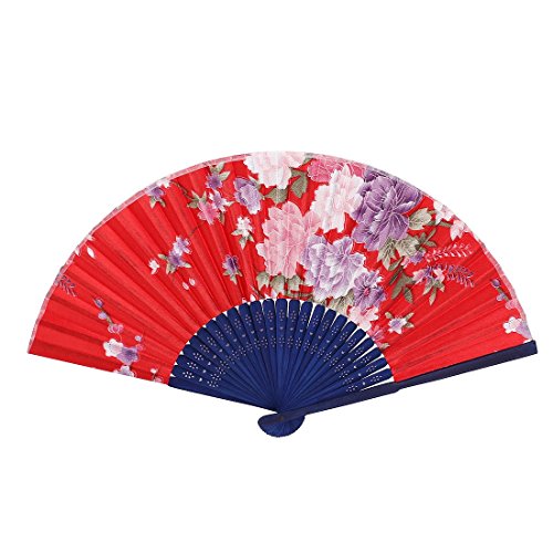 Bamboo Ribs pliables Fleurs Imprimer Fan Main M...