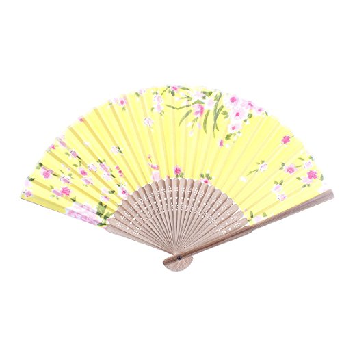 Modèle de fleur de bambou Ribs Folding Fan Rose...