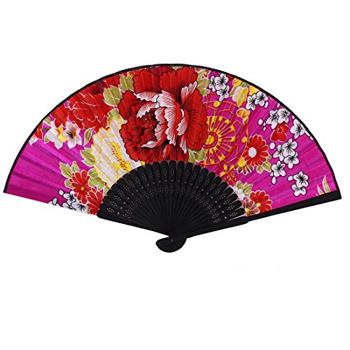 Bamboo Ribs tissu pliables Fleurs Imprimer Fan ...