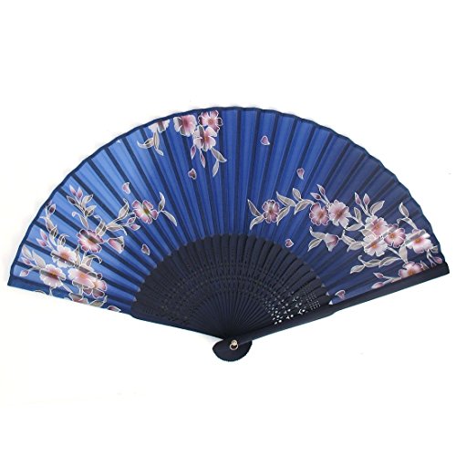 Papillon bleu foncé Sakura Motif Bambou Ribs Fa...