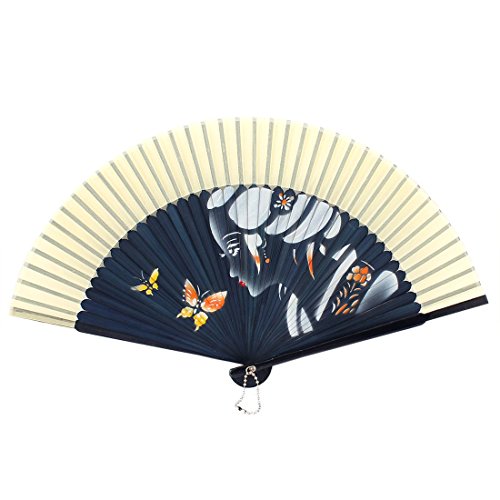 Cadeau Papillon Soie Motif Handheld Folding Fan...