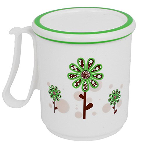 Bouteille Blanc Fleurs vertes Imprimé eau garga...