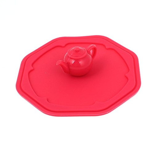 Silicone Kettle design Grip Détail ronde Coupe Airtight Couvercle Cover Rouge B01F010K3A DealMux