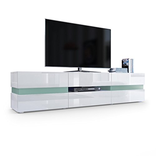 Meuble TV Armoire basse Flow, Corps en Blanc ha...