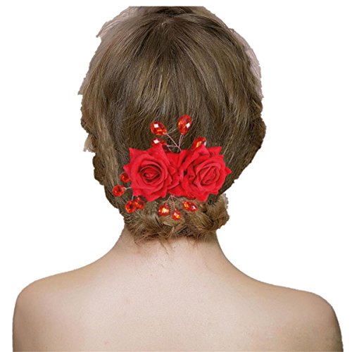 Bijou de cheveux rouge rose double mairee noce ...