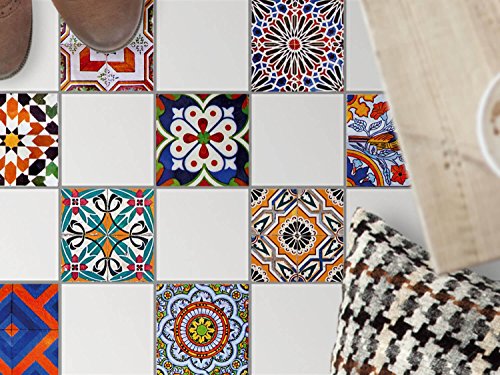 creatisto Autocollant sticker carrelage sol | Décoration de sol - Revêtement baignoire | Motif Carrelages Portugais | 10x10 cm - 9 pièces (3x3) code EAN B01FFU4DNO 