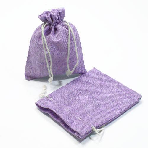Lot de 10 bourses en jute de couleur mauve 15x1...