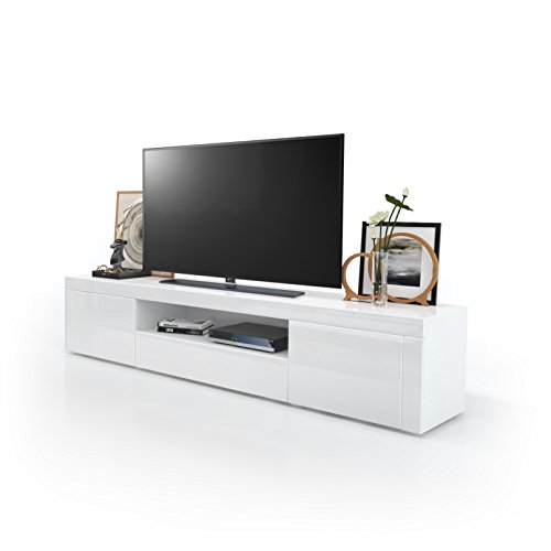 Meuble TV Armoire basse Santiago, Corps en Blan...