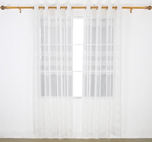 Lot de 2 rideaux voilages à oeillets aspect lin...