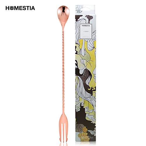 Cuillère à cocktail en acier inoxydable rose or...