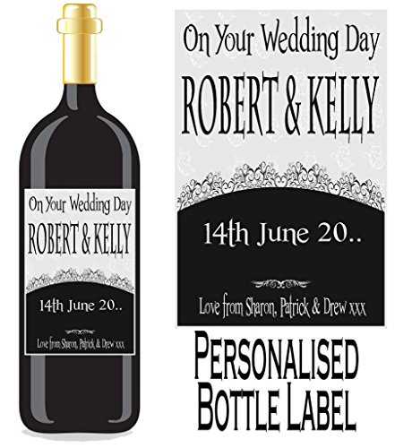 De mariage étiquette de bouteille de vin/spirit...