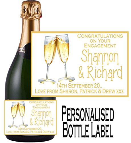 Étiquette de bouteille de fiançailles champagne...
