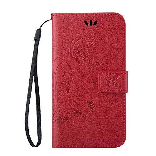 Cozy Hut Samsung galaxy a7 (2016) a710 pu housse,slim-fit folio smart cuir portefeuille case coque etui pour samsung galaxy a7 (2016) a710,fleur de papillon motif pu leather coque stand flip housse de protection pour samsung galaxy a7 (2016) a710 - big red code EAN B01H1QJ8B2 