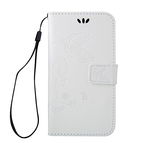 Samsung galaxy alpha g850 pu housse,slim-fit folio smart cuir portefeuille case coque etui pour samsung galaxy alpha g850,fleur de papillon motif pu leather coque stand flip housse de protection pour samsung galaxy alpha g850 - blanc B01H1QJGRI Cozy Hut