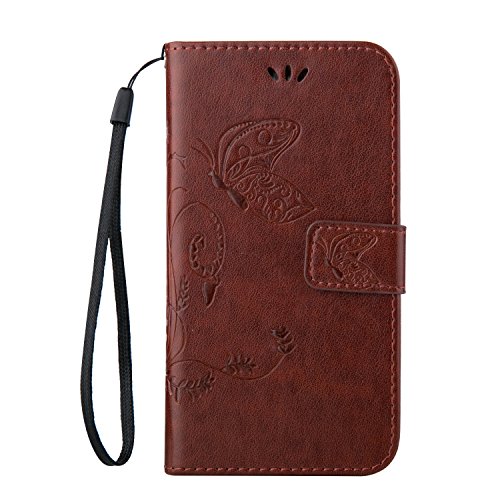 Cozy Hut Samsung galaxy a8 pu housse,slim-fit folio smart cuir portefeuille case coque etui pour samsung galaxy a8,fleur de papillon motif pu leather coque stand flip housse de protection pour samsung galaxy a8 - brun code EAN B01H1QJI1C 