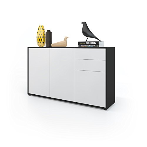 Commode Buffet Ben V3, Corps en Noir mat / Faça...