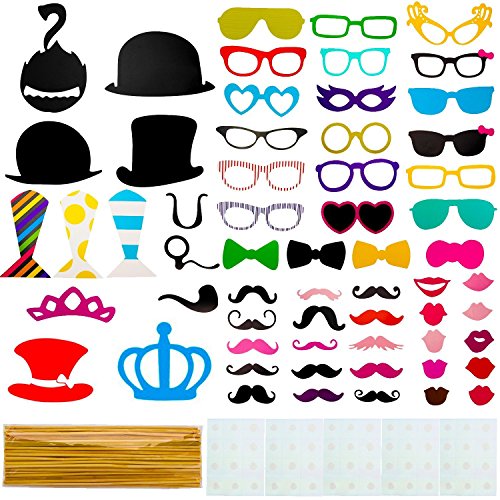Photo Booth Props, Pupow 60pcs Colorful Kits Ph...