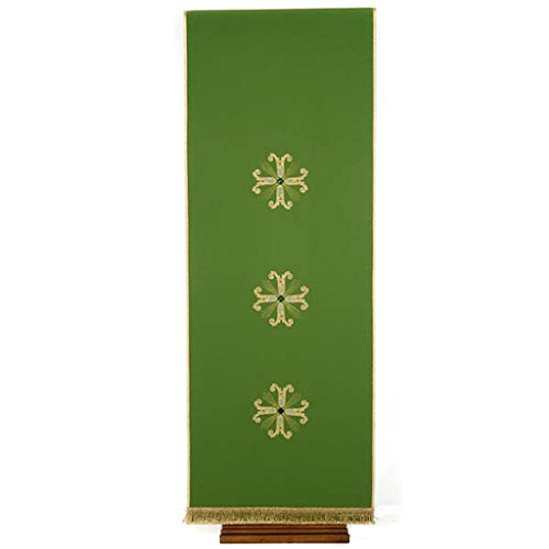 Voile de lutrin 3 croix dorées perles verre, Vert