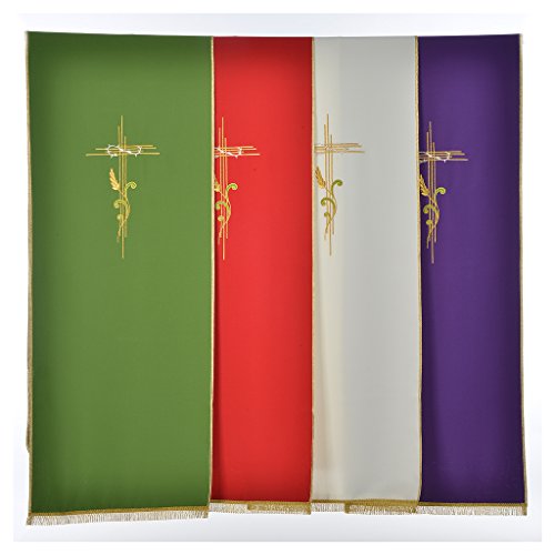 Voile de lutrin croix stylisée épis tressés, Rouge