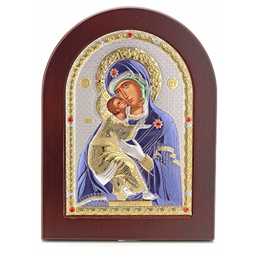 Icône sérigraphiée Vierge de Vladimir argent, 1...