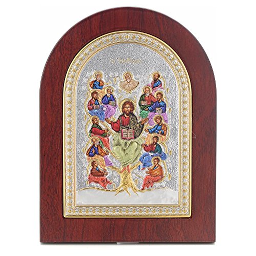 Icône sérigraphiée Arbre de vie argent, 15 x 21...