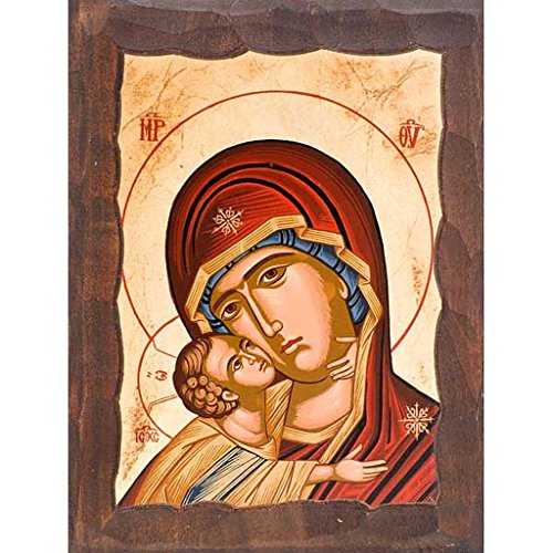 Mère de Dieu de la tendresse manteau rouge Grèc...