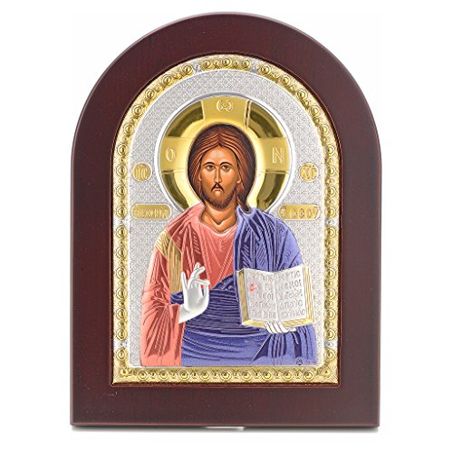 Icône sérigraphiée Christ Livre Ouvert argent, ...