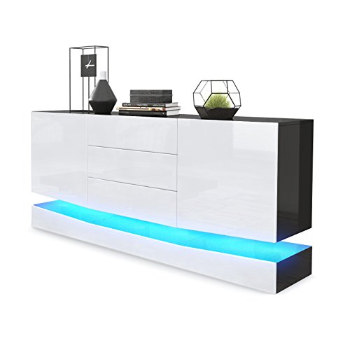 Buffet Armoire City, Corps en Noir haute brilla...