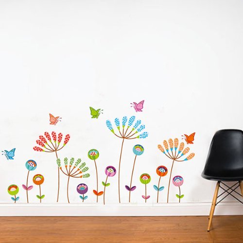 Stickers muraux enfants dans fleurs et papillon...
