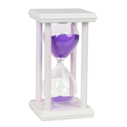 Sablier minuteur plastique support en bois blan...