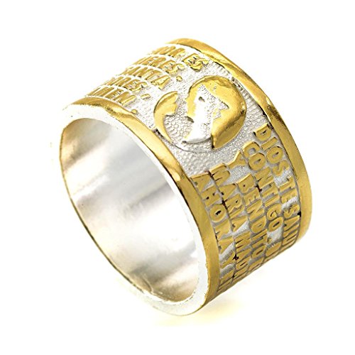 Bague prière Je Vous Salue Marie bronze ESP, 18...