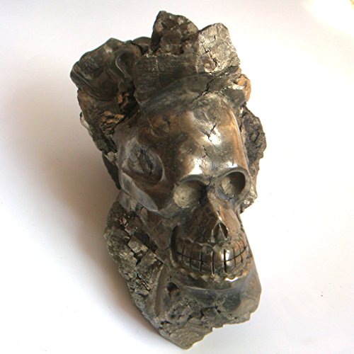 Sculpté Nature Pyrite Pierre Double crâne têtes...