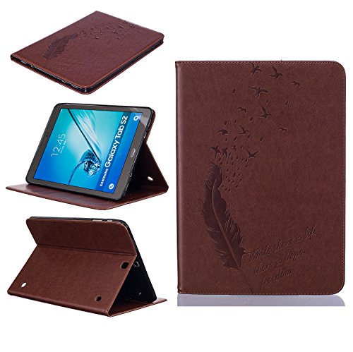 Cozy Hut Housse en cuir synthétique 360°premium design feather retro pour samsung galaxy tab s2 9.7 t815n avec fonction support pratique signée et auto sleep / wake up - rose red feather code EAN B01IB66BSE 