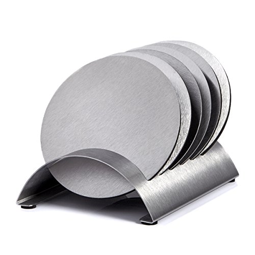 Coffret dessous de verre en inox en forme de ro...