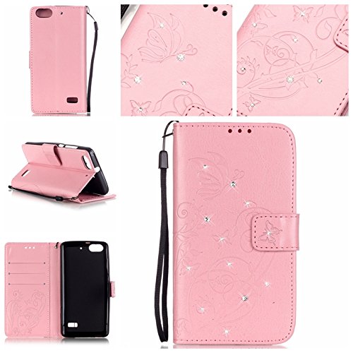Cozy Hut Pour huawei honor 4c bookstyle étui,housse pu cuir strass diamant mousseux coque de protection portefeuille pochette stand sac bookstyle couvrir avec fonction motif retro fleur de papillon housse en cuir case à avec dragonne rabat coque de intérieure protection souple coque portefeuille tpu silicone case cover pour huawei honor 4c - rose code EAN B01IN6L6IW 
