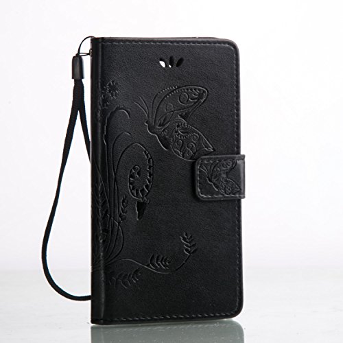 Lg nexus 5x pu case,slim-fit folio smart cuir portefeuille case coque pour lg nexus 5x,soutien flip protection avec, fleur de papillon motif cover mode fashion motif pu leather wallet etui pour lg nexus 5x - noir B01ITB3WM4 Cozy Hut