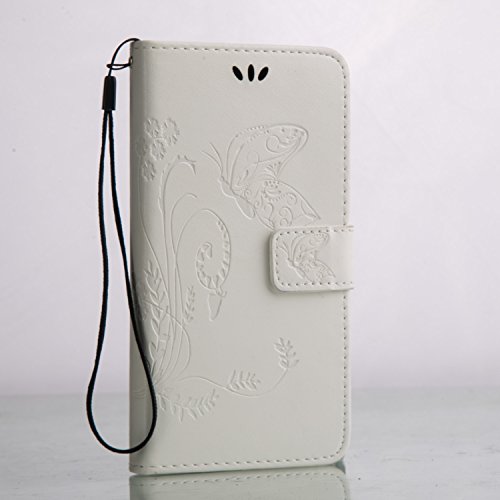 Lg nexus 5x pu case,slim-fit folio smart cuir portefeuille case coque pour lg nexus 5x,soutien flip protection avec, fleur de papillon motif cover mode fashion motif pu leather wallet etui pour lg nexus 5x - blanc B01ITB3XZA Cozy Hut
