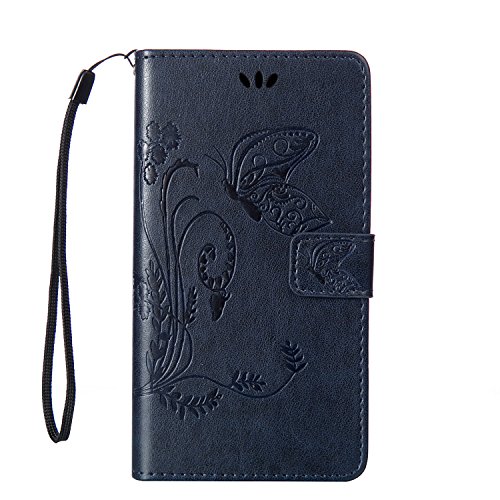 Cozy Hut Htc desire 826 pu housse,slim-fit folio smart cuir portefeuille case coque etui pour htc desire 826,fleur de papillon motif pu leather coque stand flip housse de protection pour htc desire 826- bleu marine code EAN B01ITCRS32 